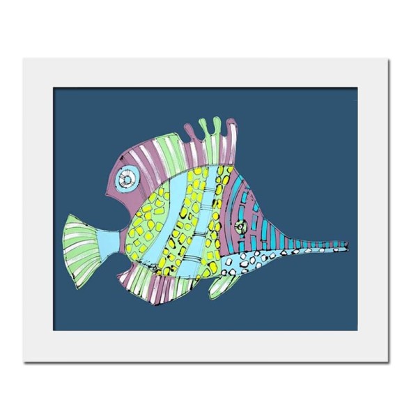 Long Nose Butterfly Fish Nr1- Blue Background