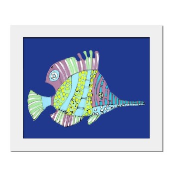 Long Nose Butterfly Fish Nr1- Navy Blue Background