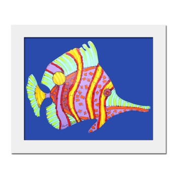 Long Nose Butterfly Fish Nr2- Blue Background